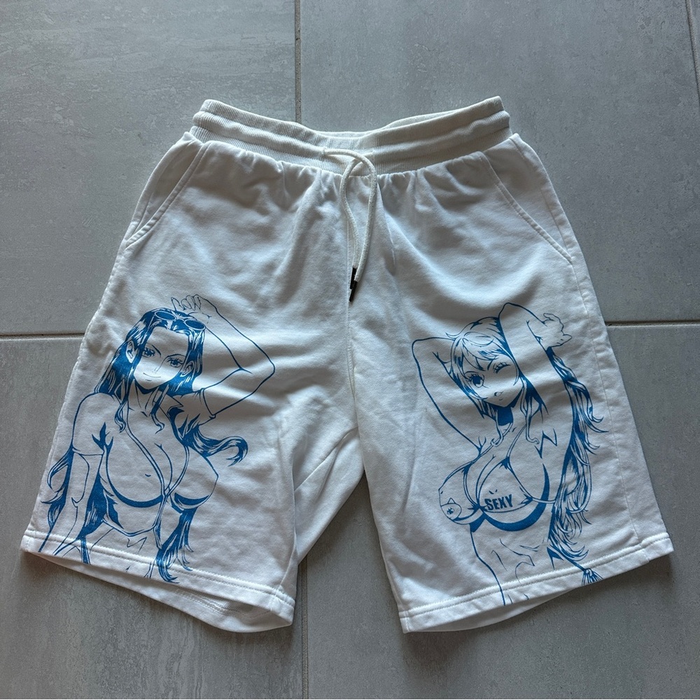 TRZN One Piece Anime Robin / Nami Casual White Shorts